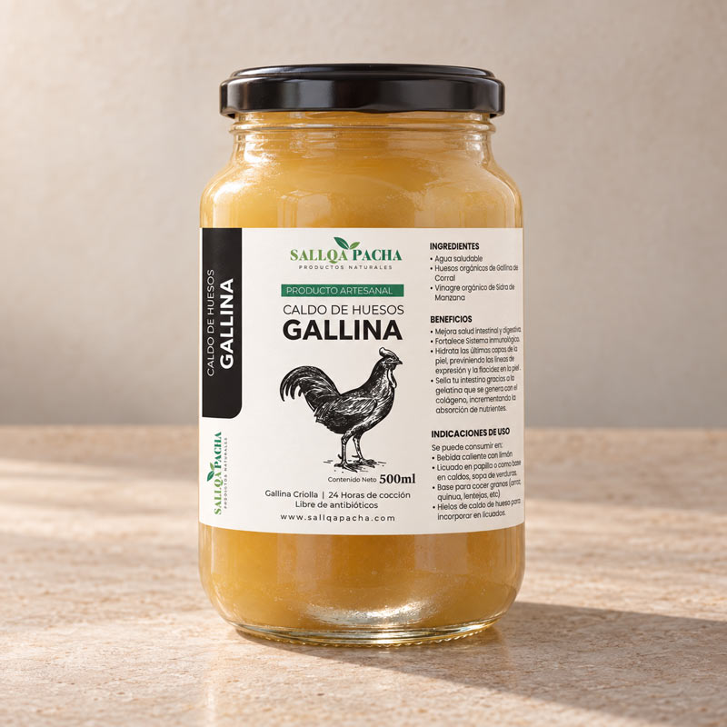 caldo de huesos de gallina