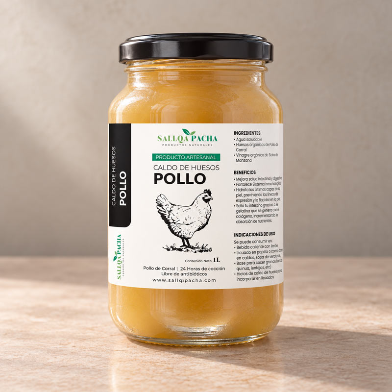 caldo de huesos de pollo