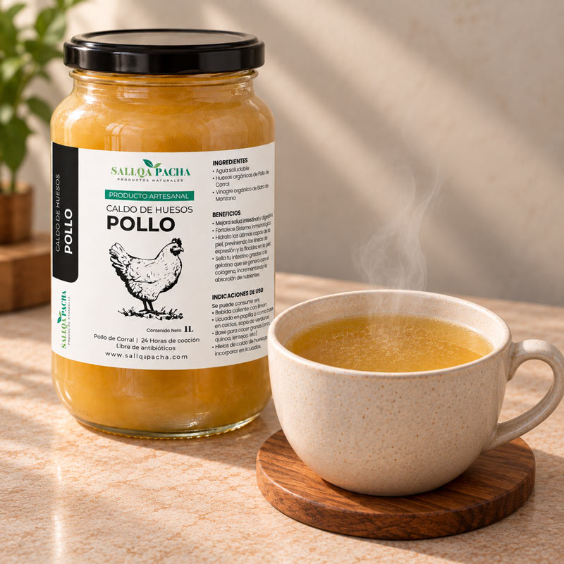 caldo de huesos de pollo